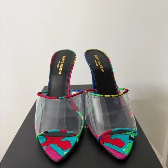 SAINT LAURENT LOLITA 95 FLORAL PRINT HEELS - Picture 3 of 5